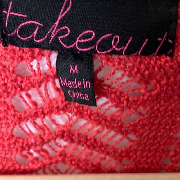 Takeout: Red Open Knit Sweater- M - Picture 2 of 12